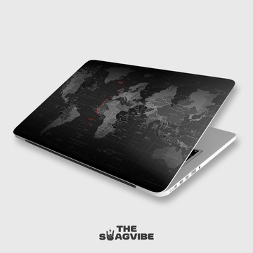 Black & White World Map - Laptop Skin