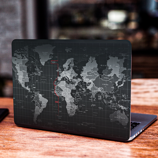 Black & White World Map - Laptop Skin