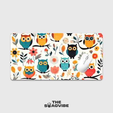 Light Owl Pattern - Desk Mat