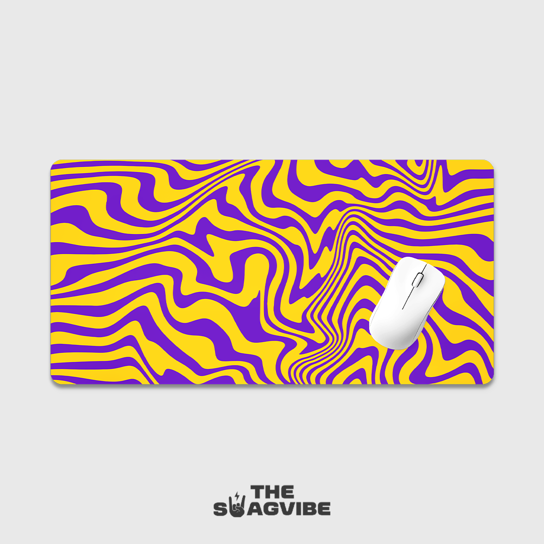 Yellow and Purple Psychedelic - Desk Mat